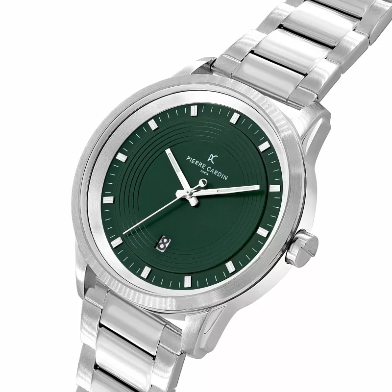 Pierre Cardin herenhorloge CCP.5028 (45 mm) RVS behuizing zwarte wijzerplaat leren band