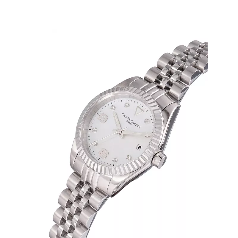 Pierre Cardin dameshorloge quartz analoog CF.1012.MS 28mm RVS behuizing zwarte leren band