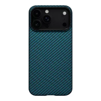PITAKA ultra-slim MagSafe case voor iPhone 17 Pro zwart/blauw twill