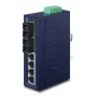 PLANET ISW-621TS15 industriële unmanaged L2 Fast Ethernet-switch met 4x 10/100 + 2x 100Base-FX SC multimode, DIN-rail-/wandmontage, -40 tot 75 °C