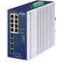 PLANET TECHNOLOGY CORP. IGS-5225-8P4X industriële 8-poorts 10/100/1000T 802.3bt PoE + 4-poorts 10G SFP+ Ethernet-switch (360W PoE-budget, PoE Usage LED, -40~75°C, dual 48~54V DC)