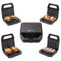 PMS 4-in-1 MELTO sandwichmaker met verwisselbare platen voor sandwich, wafel, grill, koekje/noot, 800 W, zwart/zilver