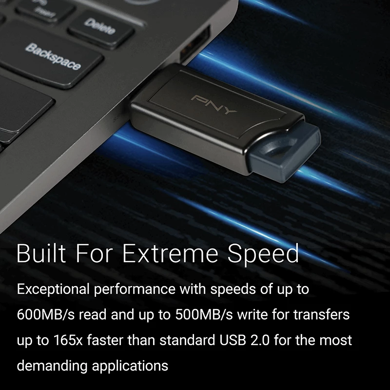 PNY PRO Elite V2 256 GB USB 3.2 Gen 2 Type-A capless zwart flashdrive