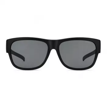 Polaroid Ancillaries PLD9003SDL5 unisex rechthoekige zonnebril - mat zwart montuur, grijze gepolariseerde glazen