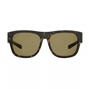 Polaroid Ancillaries PLD9010SN9P unisex rechthoekige zonnebril - zwart montuur, grijze gepolariseerde glazen
