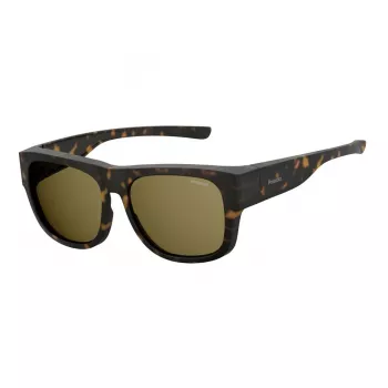 Polaroid Ancillaries PLD9010SN9P unisex rechthoekige zonnebril - zwart montuur, grijze gepolariseerde glazen