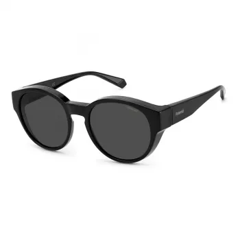Polaroid Ancillaries PLD9017S08A unisex rechthoekige zonnebril - zwart montuur grijze gepolariseerde glazen