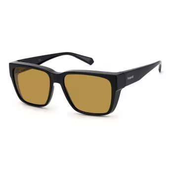 Polaroid Ancillaries PLD9018S807 unisex hoekige zonnebril - Havana montuur, bruine gepolariseerde glazen