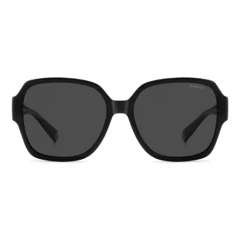 Polaroid Ancillaries PLD9021S807 unisex rechthoekige zonnebril - zwart montuur, grijze gepolariseerde glazen