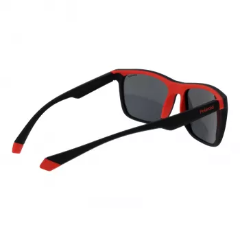 Polaroid PLD2141S56BLX unisex rechthoekzonnebril - blauwe glazen, zwart montuur, gepolariseerd UV400
