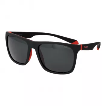 Polaroid PLD2141S56BLX unisex rechthoekzonnebril - blauwe glazen, zwart montuur, gepolariseerd UV400