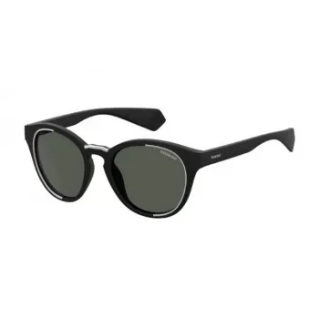 Polaroid PLD6065S807 unisex rechthoekzonnebril - zwart montuur, grijze gepolariseerde glazen, 52 mm