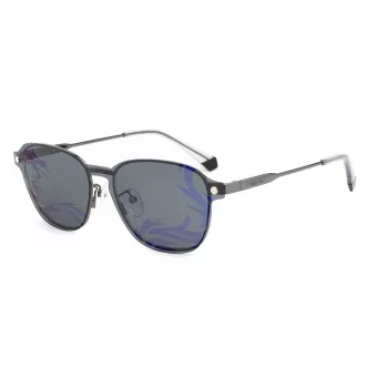 POLAROID PLD6119GCSKJ1 unisex rechthoek zonnebril - grijze gepolariseerde glazen, zwart montuur, 53 mm