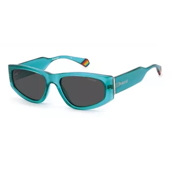 POLAROID PLD6169S1ED unisex vierkante zonnebril - zwart montuur, grijze gepolariseerde glazen 55mm