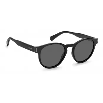 Polaroid PLD6175S807M9 unisex rechthoekige zonnebril - zwart montuur grijze gepolariseerde glazen 51mm