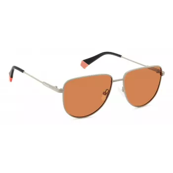 Polaroid PLD6196SX2M8F unisex vierkante zonnebril - havana montuur, bruine polarized TAC glazen, 56mm