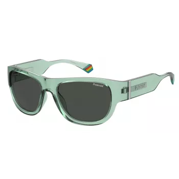Polaroid PLD6197SMC1ED unisex vierkante zonnebril - zwart montuur grijs gepolariseerd glas 55mm