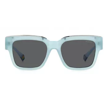 POLAROID PLD6198SXMVUF unisex vierkante zonnebril - zwart montuur grijs gepolariseerd glas 52mm