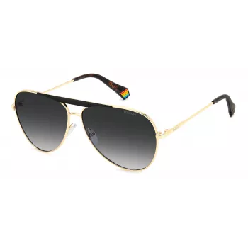 Polaroid PLD6200SXRHLG unisex rechthoekige zonnebril - zwart montuur grijze gepolariseerde glazen 61mm