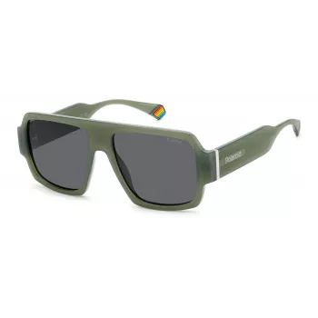 POLAROID PLD6209SX1ED unisex rechthoekige zonnebril - zwart montuur, grijze glazen