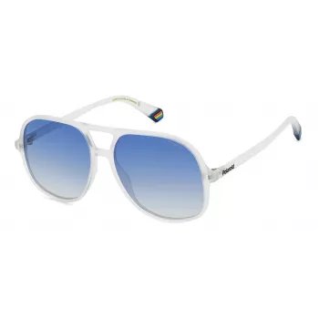 POLAROID PLD6217S2M4 unisex rechthoekige zonnebril - zwart montuur grijze glazen 57mm