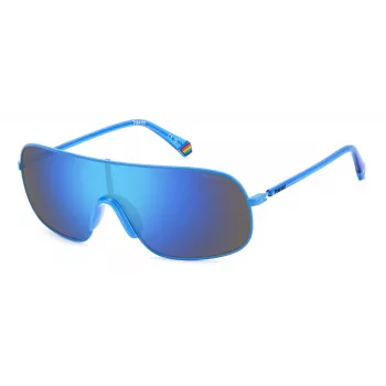 POLAROID PLD6222SMVU unisex rechthoekige zonnebril - zwart montuur, grijze gepolariseerde glazen, 99 mm
