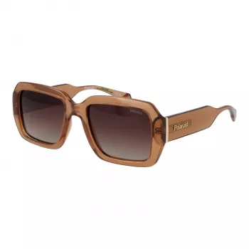 POLAROID PLD6223SX5409 Unisex rechthoekige zonnebril - zwart montuur, grijze gepolariseerde glazen, 54 mm