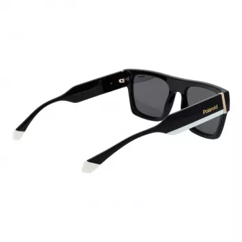 POLAROID PLD6224SX5480 unisex rechthoekige zonnebril - zwart montuur, grijze gepolariseerde glazen, 54 mm