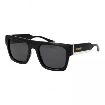 POLAROID PLD6224SX5480 unisex rechthoekige zonnebril - zwart montuur, grijze gepolariseerde glazen, 54 mm
