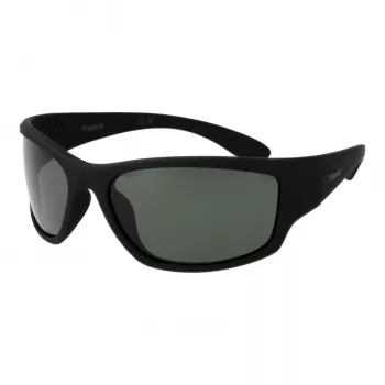 Polaroid PLD7005S63YYV unisex rechthoekige zonnebril - zwart montuur grijze glazen 63mm