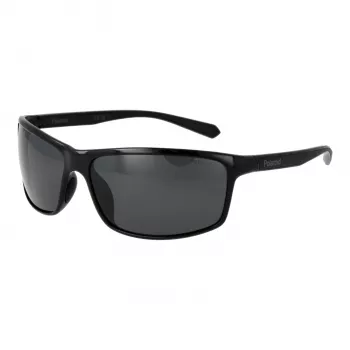 Polaroid PLD7036S63807 unisex rechthoekige zonnebril - zwart montuur grijze glazen