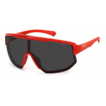 Polaroid PLD7047S0Z3 unisex rechthoek zonnebril - zwart montuur, grijze glazen, 99 mm