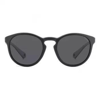 Polaroid PLD7050S003 unisex rechthoekige zonnebril - zwart montuur, grijze gepolariseerde glazen