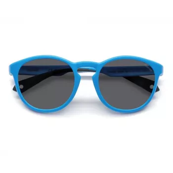 POLAROID PLD7050SMVU unisex vierkante zonnebril - mat zwart montuur, grijze gepolariseerde glazen, 52 mm