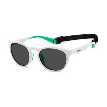 POLAROID PLD7050SVK6 unisex rechthoekige zonnebril - zwart montuur, grijze gepolariseerde glazen, 52 mm