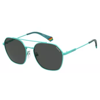 POLAROID unisex PLD6172S5CB pilot zonnebril - zwart montuur, grijze gepolariseerde glazen, 57 mm