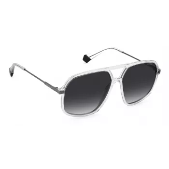 POLAROID unisex PLD6182S900WJ rechthoekige gepolariseerde zonnebril - zwart montuur grijze glazen 59mm
