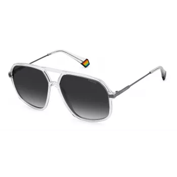 POLAROID unisex PLD6182S900WJ rechthoekige gepolariseerde zonnebril - zwart montuur grijze glazen 59mm