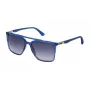 Police heren rechthoekige zonnebril SPL363560955 - zwart acetaat montuur, grijze polycarbonaatglazen, UV400-bescherming