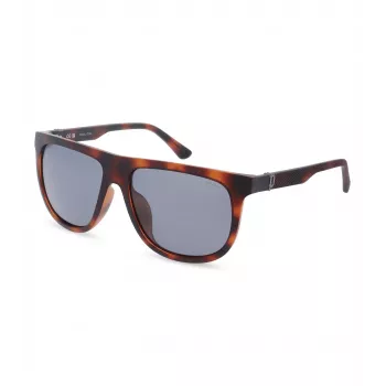 POLICE heren SPLN33V59878P rechthoekige gepolariseerde zonnebril - havanna acetaat montuur, bruine glazen, 59 mm