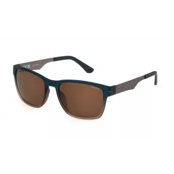 POLICE heren zonnebril SPLL09560MGB - havana acetaat montuur, groene polycarbonaatglazen, UV400-bescherming