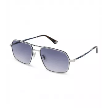 POLICE herenzonnebril SPLL86M580F94 Dark Havana vierkant acetaat montuur grijs gradient glas UV400 58/16/145 mm