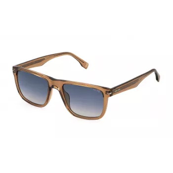POLICE herenzonnebril SPLQ83-560805 - rechthoekig acetaat montuur, UV400-bescherming, 56 mm glazen