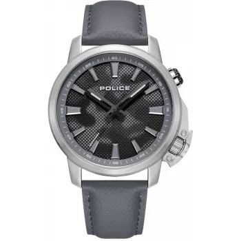 POLICE herenhorloge PEWJD2202702 44 mm blauwe wijzerplaat bruine leren band