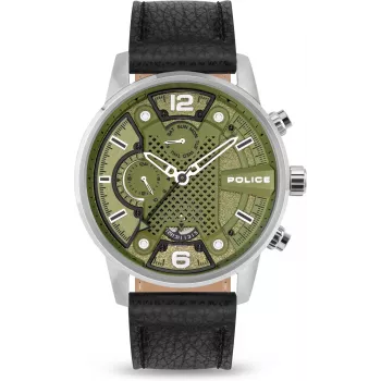 POLICE herenhorloge PEWJF2203305 48mm chronograaf zwarte wijzerplaat leren band