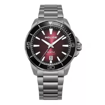 POLICE herenhorloge PEWJH0021403 43mm quartz analoog blauw wijzerplaat bruin leer