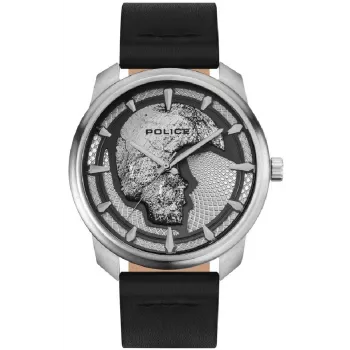 POLICE herenhorloge PL.15714JS-04 42mm blauwe wijzerplaat lederen band