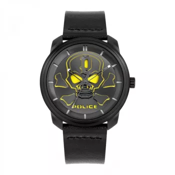 POLICE herenhorloge PL15714JSB02 44mm zwarte wijzerplaat leren band