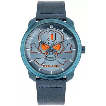 POLICE herenhorloge PL15714JSBL03 Raho blauwe wijzerplaat lederen band 44 mm