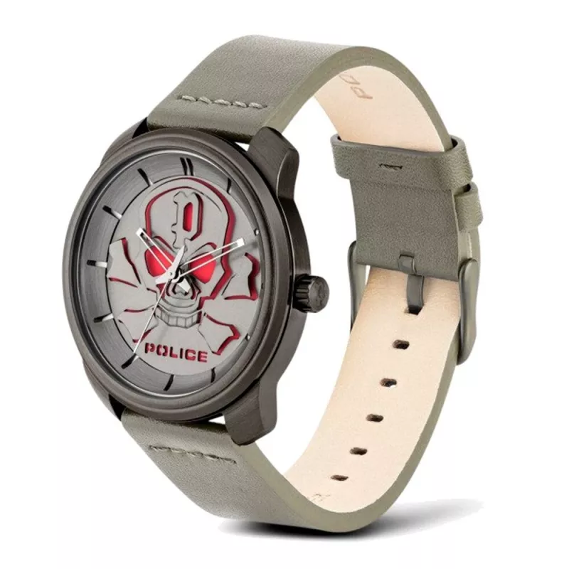 POLICE herenhorloge PL15714JSU-61 44,5mm blauwe wijzerplaat lederen band quartz
